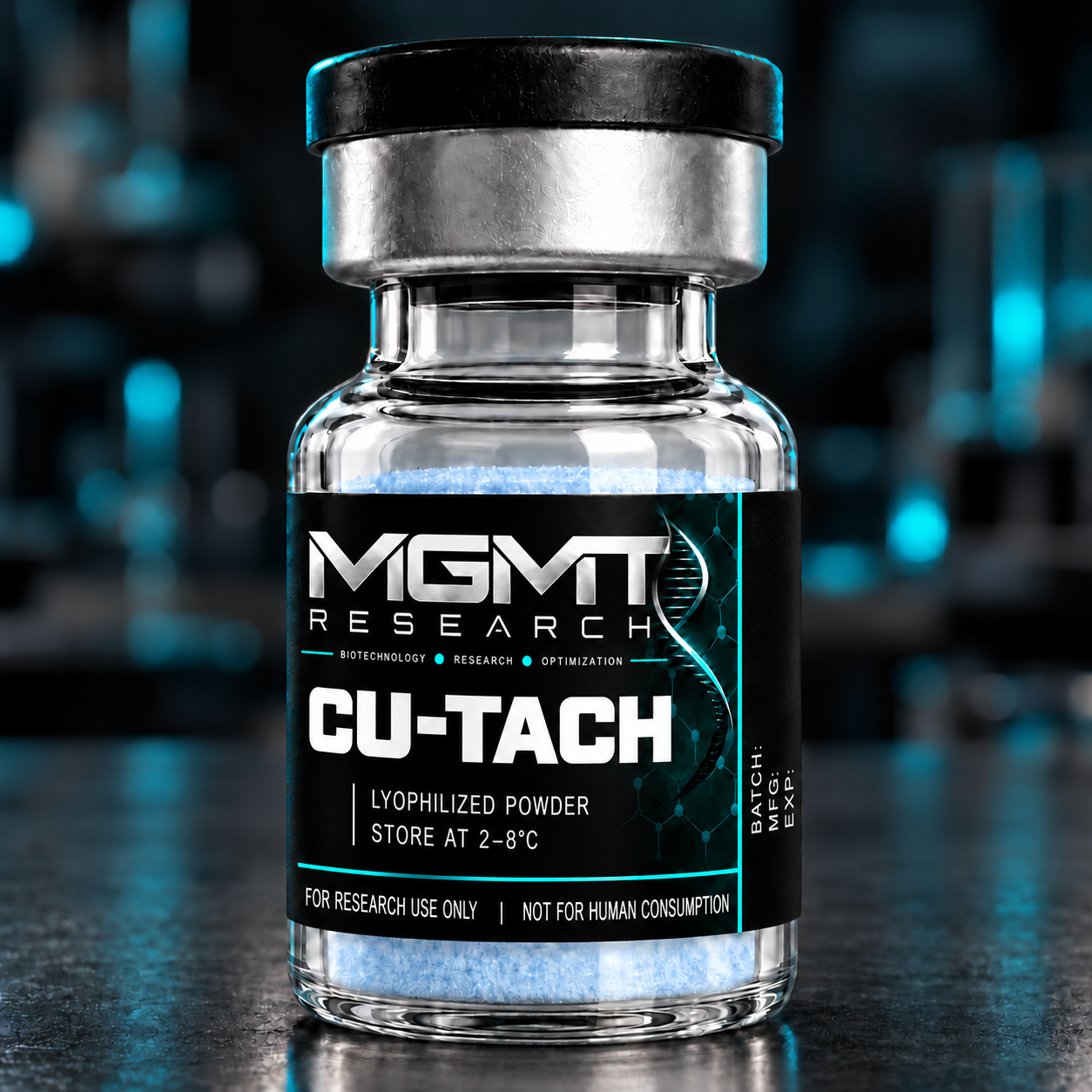 MGMT Research CU-TACH vial without a strength displayed